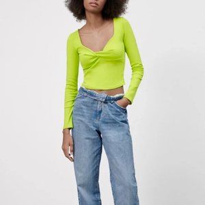 NWOT Zara Twist Front Long sleeve top